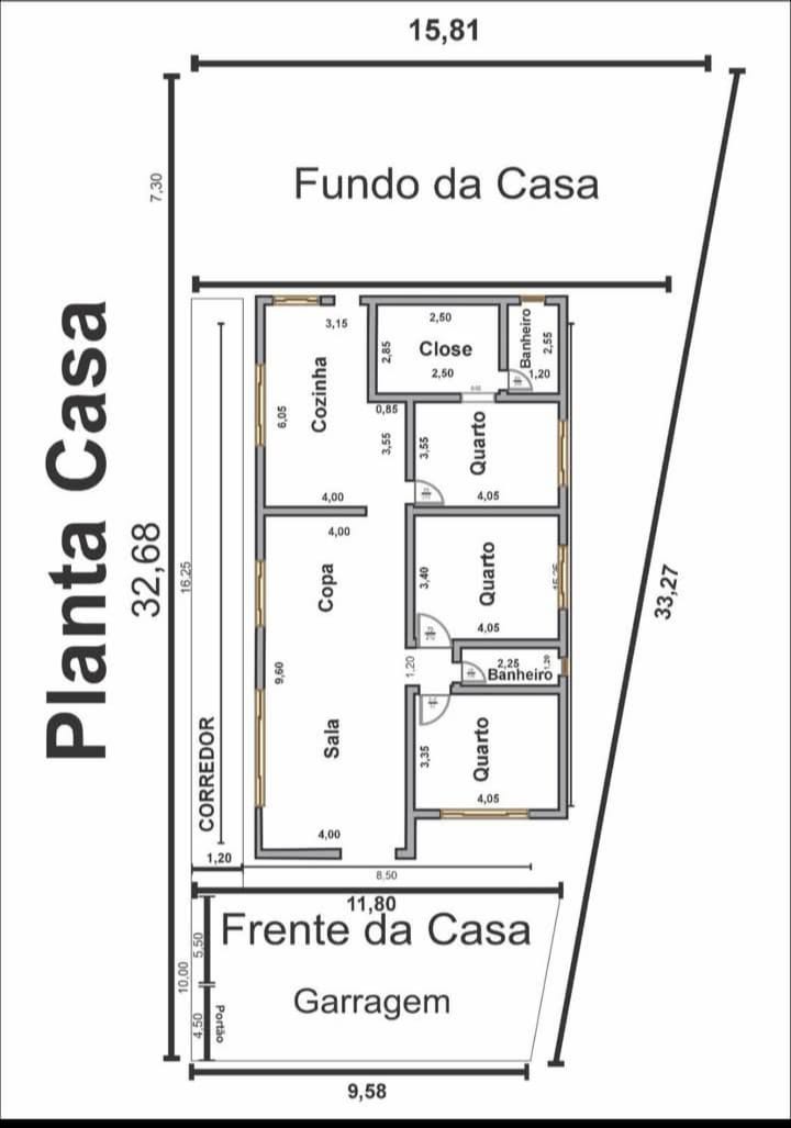 Planta da casa no terreno